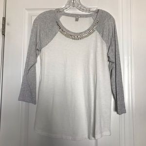 J. Crew jeweled baseball tee